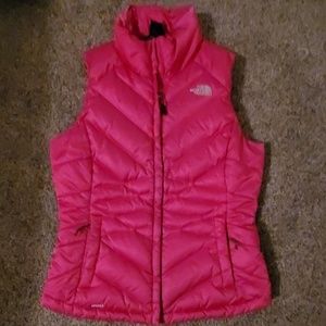 North Face Hot Pink down vest sz S
